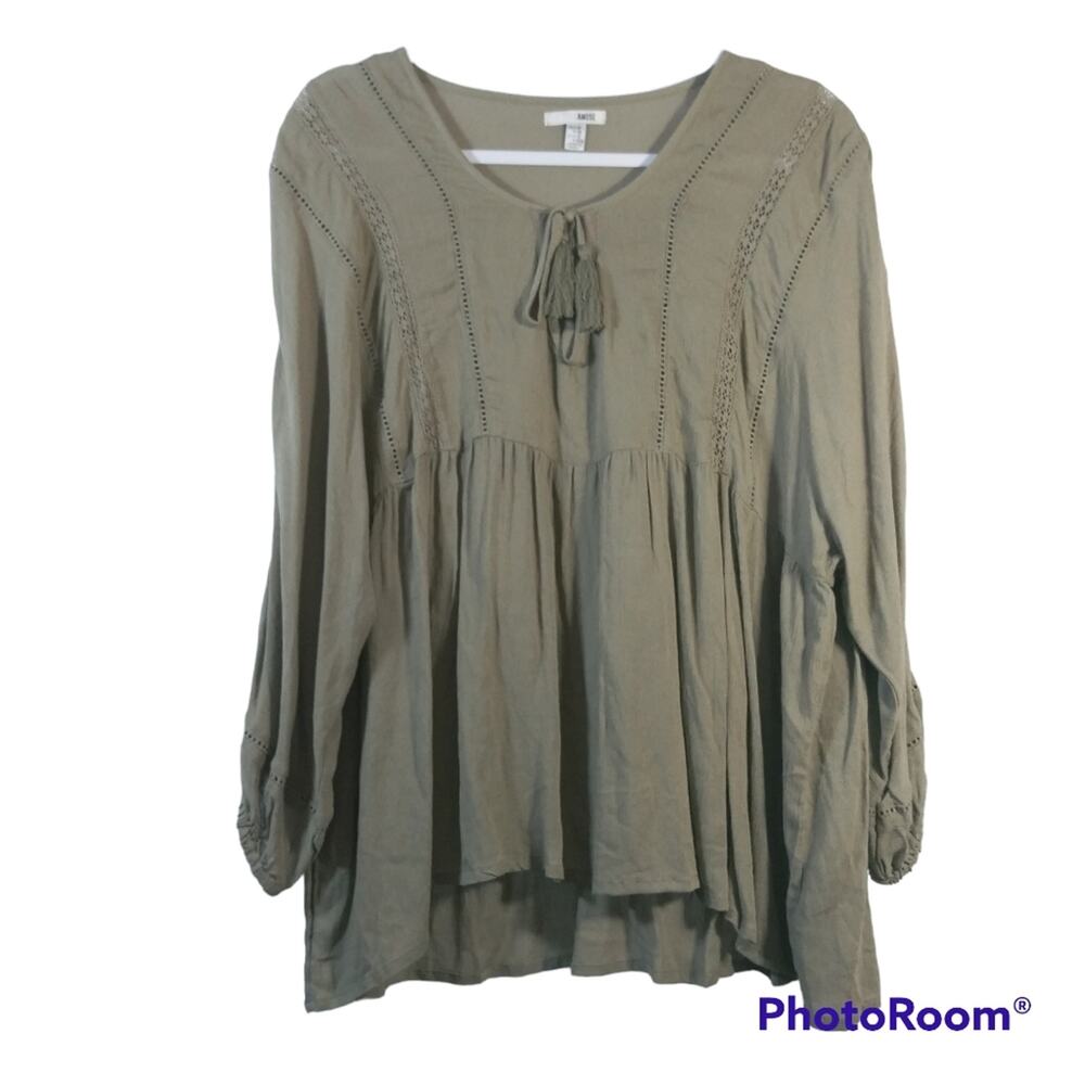 Amuse Society Cool Breeze Peasant Boho Festival Top Size M